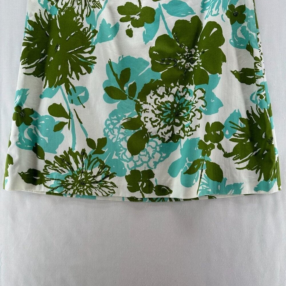 Valerie Stevens Skirt Sz 8P Petite Floral A-Line Knee Length Cotton Blend Green - Picture 4 of 11